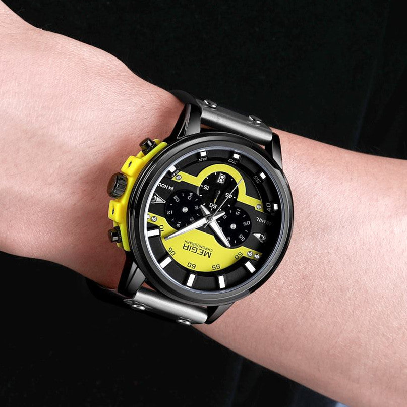 MEGIR Fashion Military Watches for Men Luxury Quartz Sport Wrist Watch Calendar Luminous Waterproof Man Clock Chronograph 2080-1