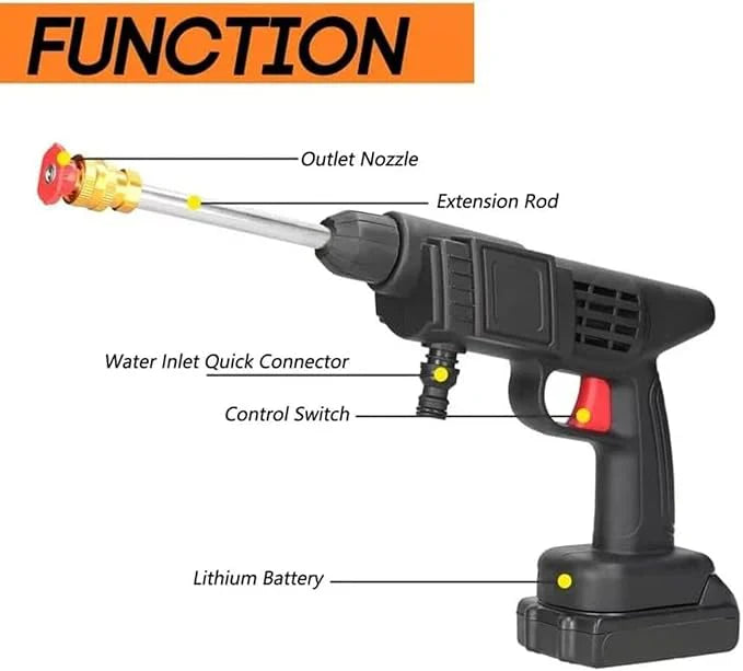 Cordless Gun for Home Use for Effective Cleaning of Bikes, Motorcycles, Cars, Floors, Driveways, Gardens