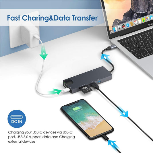 Branch 8-in-1 USB-C Card Reader Hub - Ultimate Multi-Port Docking Station for MacBook & Laptops | KSA & UAE 🔌💻