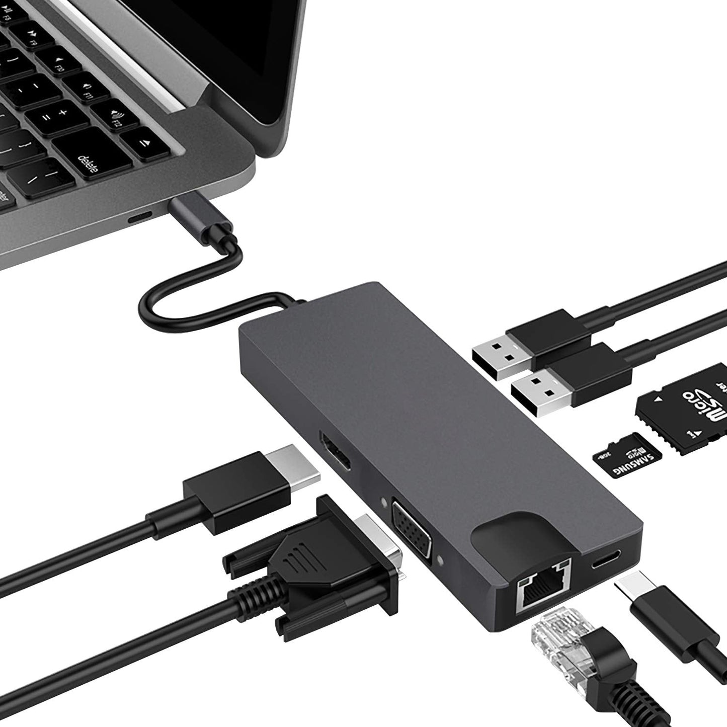 Branch 8-in-1 USB-C Card Reader Hub - Ultimate Multi-Port Docking Station for MacBook & Laptops | KSA & UAE 🔌💻